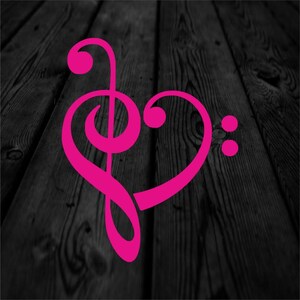 Music Clef Heart Decal Love Music Decal Intertwined Bass - Etsy