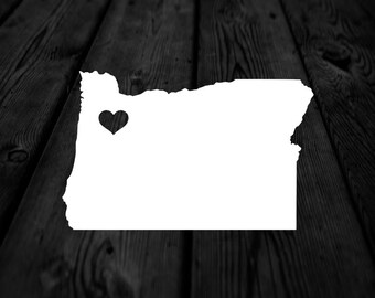 Oregon State with Heart Over Home Town Decal | Heart City State Decal | Any City Heart Decal | Car Sticker | Preppy Decal | 264