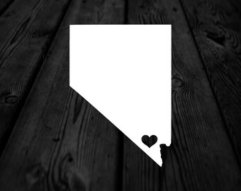 Nevada State with Heart Over Home Town Decal | Heart City State Decal | Any City Heart Decal | Car Sticker | Preppy Decal | 255