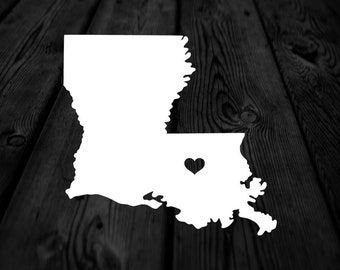 Louisiana State with Heart Over Home Town Decal | Heart City State Decal | Any City Heart Decal | Car Sticker | Preppy Decal | 245