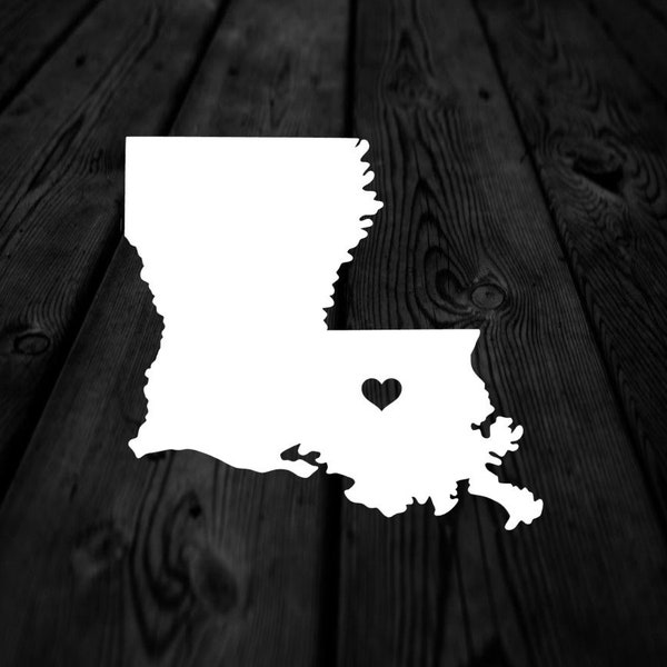 Louisiana State with Heart Over Home Town Decal | Heart City State Decal | Any City Heart Decal | Car Sticker | Preppy Decal | 245