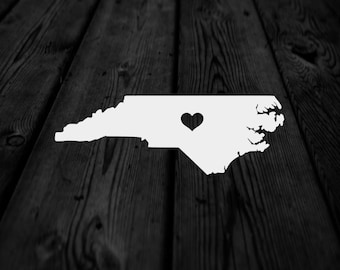 North Carolina State with Heart Over Home Town Decal | Heart City State Decal | Any City Heart Decal | Car Sticker | Preppy Decal | 260