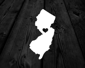 New Jersey State with Heart Over Home Town Decal | Heart City State Decal | Any City Heart Decal | Car Sticker | Preppy Decal | 257