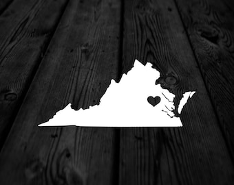 Virginia State with Heart Over Home Town Decal | Heart City State Decal | Any City Heart Decal | Car Sticker | Preppy Decal | 273