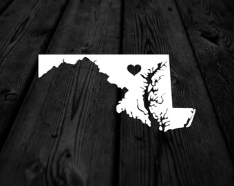 Maryland State with Heart Over Home Town Decal | Heart City State Decal | Any City Heart Decal | Car Sticker | Preppy Decal | 248