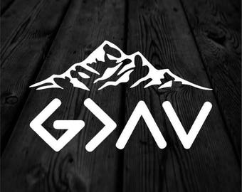 God is Greater than the Highs and the Lows with Mountains Decal | Jesus Christ is Greater Symbols Decal | Car Decal | Car Sticker | 193