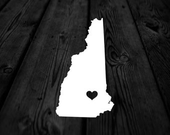 New Hampshire State with Heart Over Home Town Decal | Heart City State Decal | Any City Heart Decal | Car Sticker | Preppy Decal | 256
