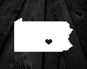 Pennsylvania State with Heart Over Home Town Decal | Heart City State Decal | Any City Heart Decal | Car Sticker | Preppy Decal | 265