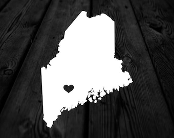 Maine State with Heart Over Home Town Decal | Heart City State Decal | Any City Heart Decal | Car Sticker | Preppy Decal | 246