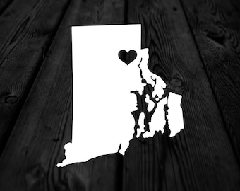 Rhode Island State with Heart Over Home Town Decal | Heart City State Decal | Any City Heart Decal | Car Sticker | Preppy Decal | 266