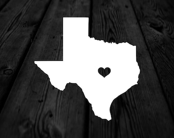 Texas State with Heart Over Home Town Decal | Heart City State Decal | Any City Heart Decal | Car Sticker | Preppy Decal | 270