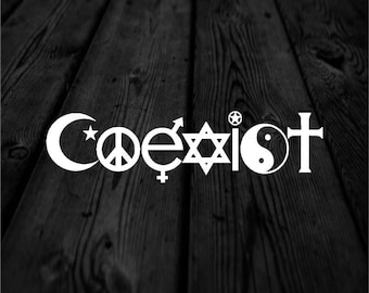 Coexist Decal | Acceptance Decal | Car Decal | Car Sticker | All Religions and Backgrounds | 199