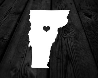 Vermont State with Heart Over Home Town Decal | Heart City State Decal | Any City Heart Decal | Car Sticker | Preppy Decal | 272