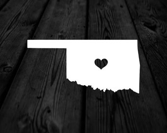 Oklahoma State with Heart Over Home Town Decal | Heart City State Decal | Any City Heart Decal | Car Sticker | Preppy Decal | 263
