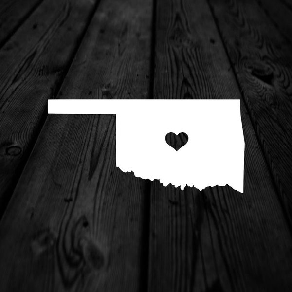 Oklahoma State with Heart Over Home Town Decal | Heart City State Decal | Any City Heart Decal | Car Sticker | Preppy Decal | 263