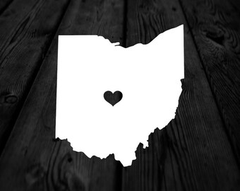 Ohio State with Heart Over Home Town Decal | Heart City State Decal | Any City Heart Decal | Car Sticker | Preppy Decal | 262