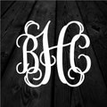 3 Letter Vine Monogram Decal | Three Letter Monogram | Vine Font | Personalized Name Decal | My Initials | Car Decal | Car Sticker | 107