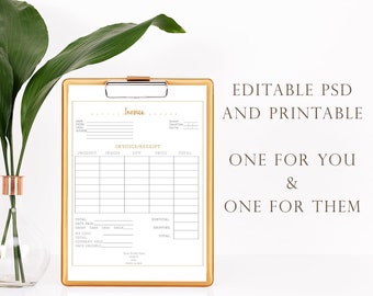 Formularios/plantillas de fotografía EDITABLE PSD Factura para cliente Y fotógrafo