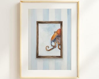 Download or Fine Art Prints l Original Watercolor Octopus | Florida Coastal Painting