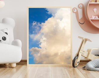 Impresión de cielo arcoíris, arte mural con nubes (descarga digital)