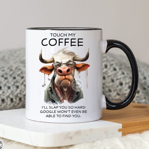 arquivo de sublimação touch my coffe cow - arquivos de canecas engraçadas de vaca - arquivo de canecas engraçadas - downloads digitais - arquivo de sublimação - designs de canecas engraçadas