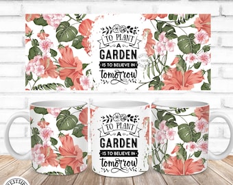 garden sublimation files - sublimation file for 11oz mugs - sublimation plants design - mug wraps for sublimation printing - plants png