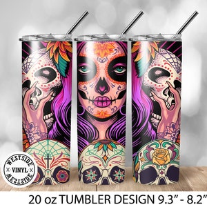sugar skull background - skulls sublimation file - design for tumblers - 20oz tumblers templates designs - sublimation files tumblers skulls