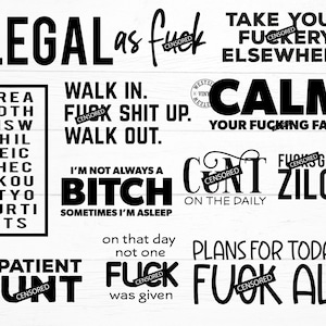 SWEAR BUNDLE SVG  - svg files funny adult cut files - svg - novelty svg - svg downloads - bundles svg - rude svg - sublimation file mature