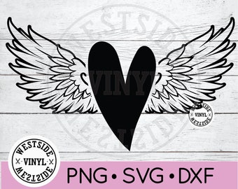 WINGS SVG FILE File - svg Files - Svg -  heart wings svg - svg downloads - wings svg download - wings - in memory svg