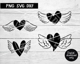 SVG BUNDLE - SVG-Datei - Dxf-Datei - Png-Datei - Bundles - x4 Designs - Herzen Bundle svg - Flügel svg Hochzeit svg