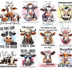 x12 funny cow sublimation designs - sublimation designs bundle  - sublimation novelty mug designs - funny png - sublimation designs for mugs