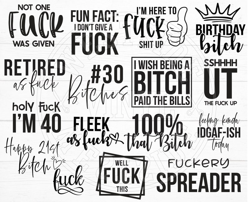X7 BUNDLES SWEAR SVG - fichiers svg fichier svg drôle - svg - nouveauté svg - téléchargement svg - adultes svg - grossier svg - salope svg - bundle svg image 2