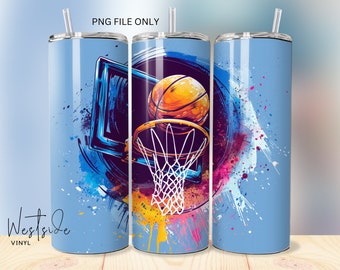 Fondo para vaso de baloncesto - Archivos de sublimación para vasos - Diseños para plantillas de vasos de 20 oz - Diseño de sublimación de baloncesto