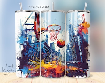 Fondo para vaso de baloncesto - Archivos de sublimación para vasos - Diseños para plantillas de vasos de 20 oz - Diseño de sublimación de baloncesto