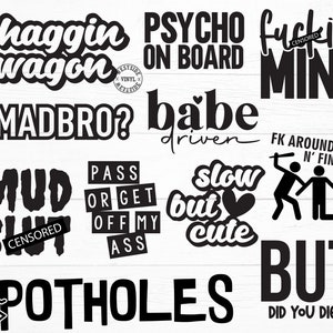 CAR DECAL SVG bundle x11 - svg bundle - car decals -  svg files - svg car - svg decal - novelty svg - svg download - bundle svg