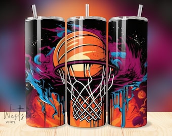 Fondo para vaso de baloncesto - Archivos de sublimación para vasos - Diseños para plantillas de vasos de 20 oz - Diseño de sublimación de baloncesto