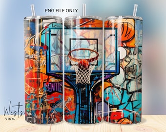 Fondo para vaso de baloncesto - Archivos de sublimación para vasos - Diseños para plantillas de vasos de 20 oz - Diseño de sublimación de baloncesto
