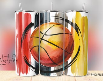 Fondo para vaso de baloncesto - Archivos de sublimación para vasos - Diseños para plantillas de vasos de 20 oz - Diseño de sublimación de baloncesto