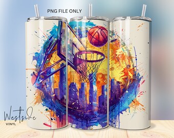 Fondo para vaso de baloncesto - Archivos de sublimación para vasos - Diseños para plantillas de vasos de 20 oz - Diseño de sublimación de baloncesto