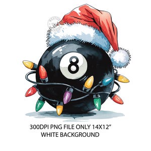 8 Ball Weihnachten Sublimationsdatei - Weihnachten Snooker 8 Ball - Sublimationsentwürfe für den kommerziellen Gebrauch von Weihnachtsentwürfen