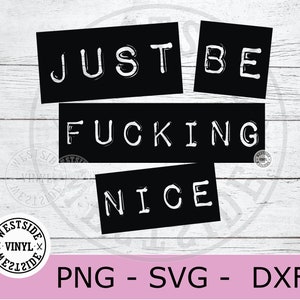File SVG BE NICE - svg per adulti - svg di merda - download digitali - file di taglio svg divertente - svg novità - download svg - sii semplicemente gentile svg - gentile svg