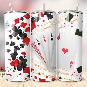 Karten Tumbler Hintergrund - Card Player Sublimationsdatei - Design für Tumbler - 20oz Tumbler Vorlagen Designs - Sublimationsdateien Tumbler