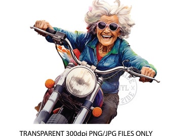 granny riding a motorbike sublimation file -  download only - granny sublimation designs for print - nana sublimation designs png files