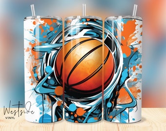 Fondo para vaso de baloncesto - Archivos de sublimación para vasos - Diseños para plantillas de vasos de 20 oz - Diseño de sublimación de baloncesto