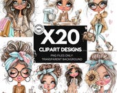 shabby chic boho clipart for designs - sketch shabby boho clipart bundle sublimation files png files great to add to your designs