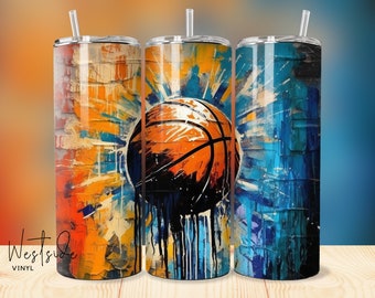 Fondo para vaso de baloncesto - Archivos de sublimación para vasos - Diseños para plantillas de vasos de 20 oz - Diseño de sublimación de baloncesto