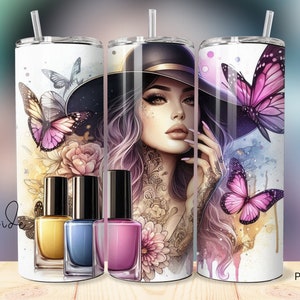Nail Tech Tumbler Design - Glas-Sublimationsdateien - Nageldesign für Tumbler - 20oz-Tumbler-Vorlagen Designs - Sublimationsdateien