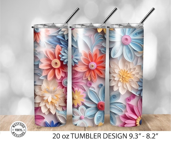 Floral Tumbler Background Tumbler Sublimation Paper Quill Design for  Tumblers 20oz Tumblers Templates Designs Sublimation Files 