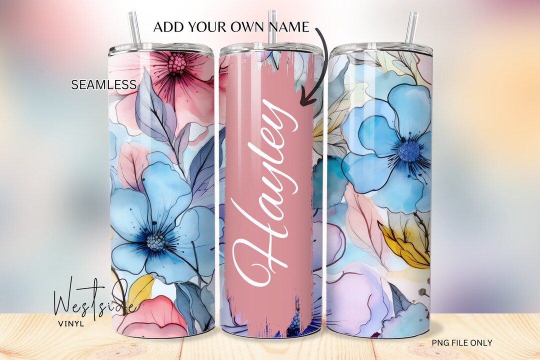 Floral Add Your Own Name Tumbler Wrap - Buyer to Add Own Name Choice ...