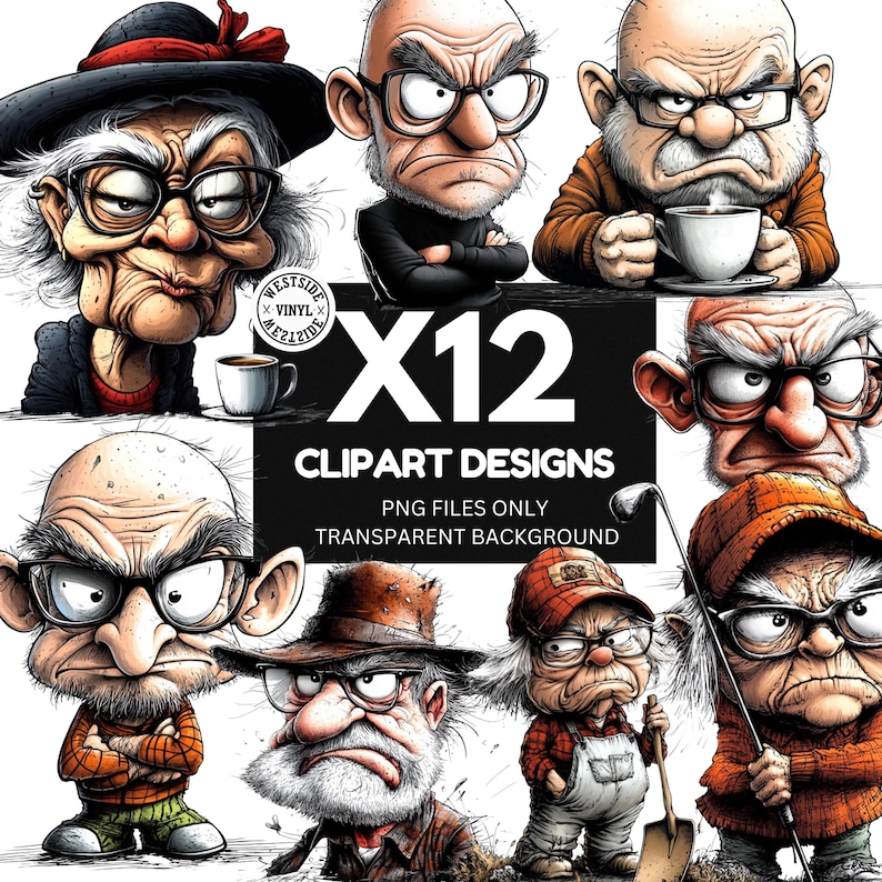 Grumpy Objects Grumpy Old Man Clipart - Grumpy Oldies Designs for Commercial Use ...